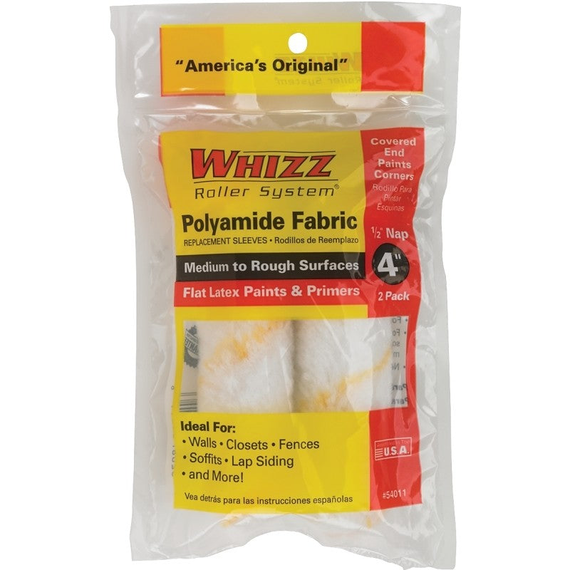 Whizz 54011 Roller Cover, 1/2 in Thick Nap, 4 in L, Polyamide Cover, 2/PK