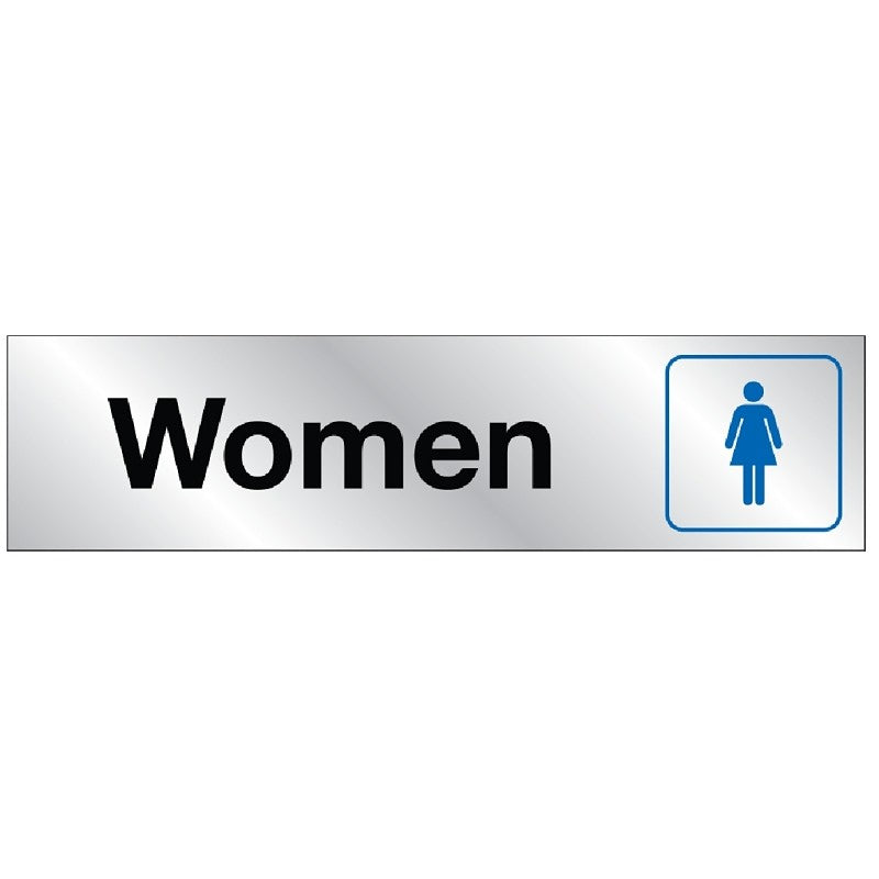 Hy-Ko 479 Sign, Women, Silver Background, Vinyl, 2 x 8 in Dimensions (Pack of 10)
