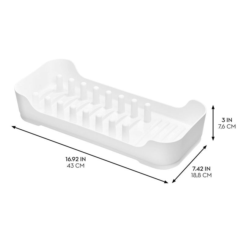 iDESIGN 23043 Dish Rack, 16.92 in L, 7.42 in W, 3 in H, Plastic, White (Pack of 4)