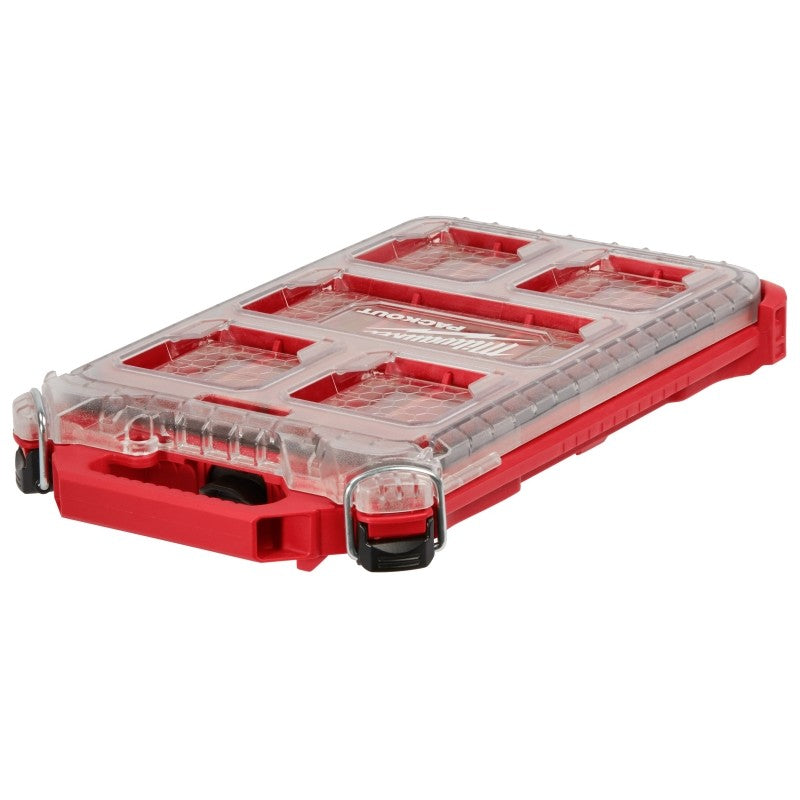 Milwaukee PACKOUT 48-22-8436 Organizer, 16.38 in L, 9.76 in W, 2.52 in H, 5-Compartment, Plastic, Red