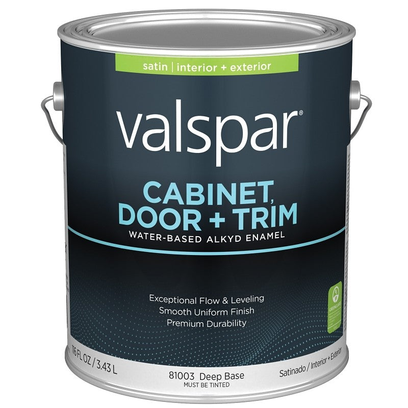 Valspar 8100 028.0081003.007 Cabinet, Door and Trim Paint Enamel, Water Base, Satin Sheen, Deep Base, 1 gal (Pack of 4)