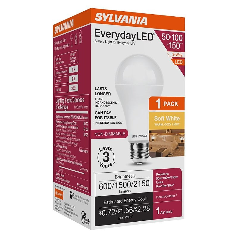 Sylvania 42052 3-Way Light Bulb, Soft White