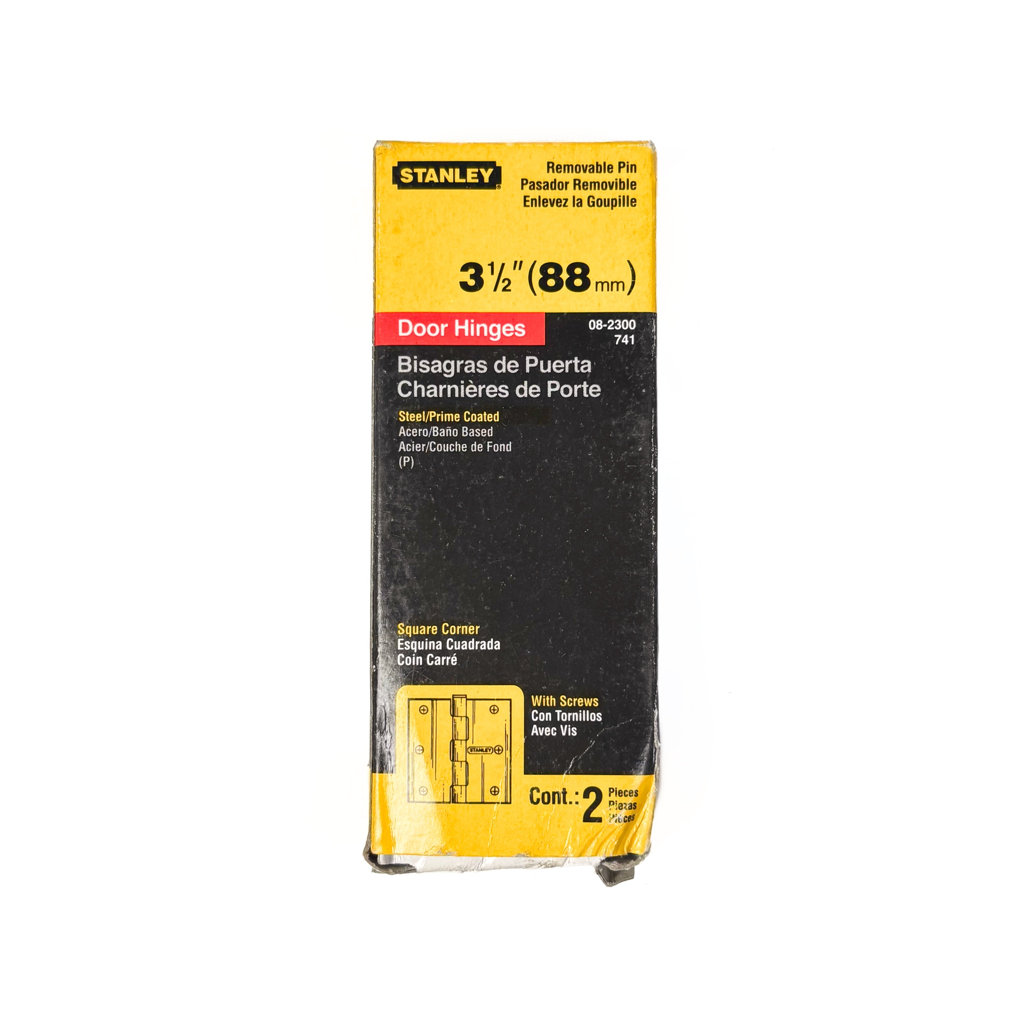Commercial Door Hinges 3-1/2 Inch Square Corner Usp Prime Coat Gray 2 Pack