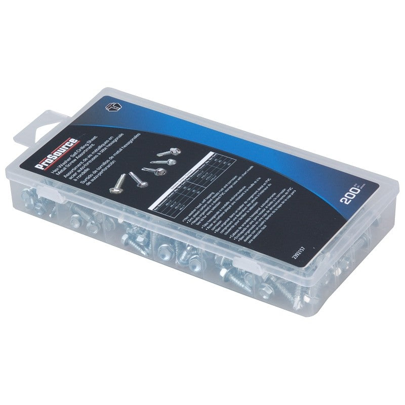 ProSource 61450 Screw Assortment, Carbon Steel, Zinc, 200-Piece