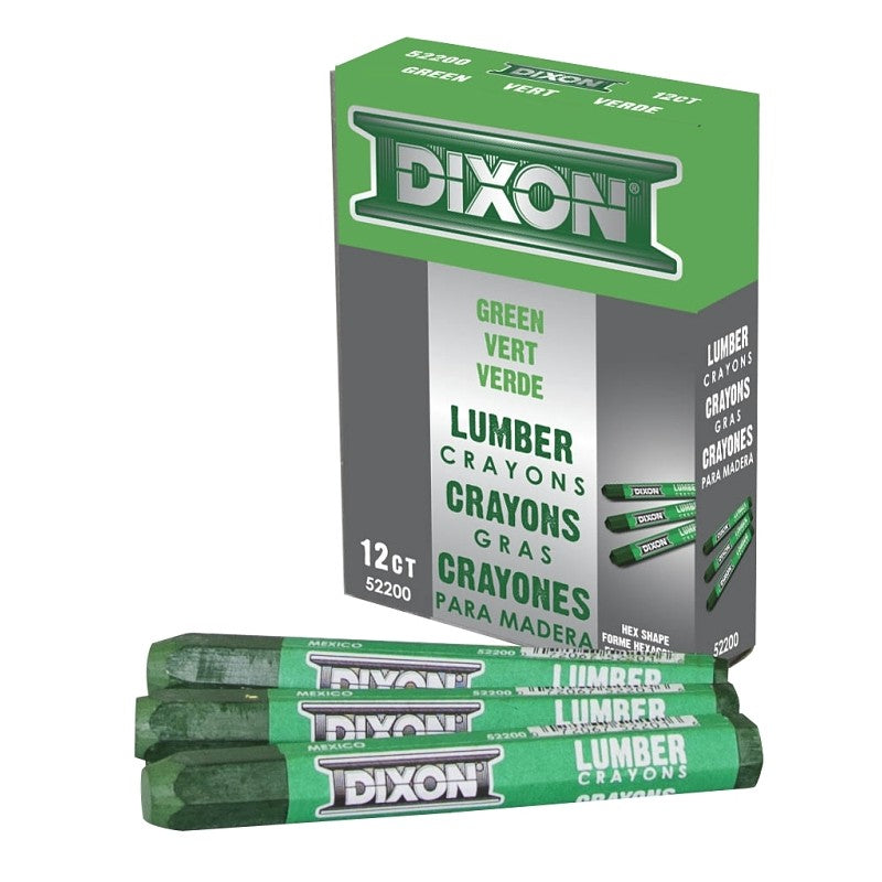 Dixon Ticonderoga 52200 Lumber Crayon, Green, 1/2 in Dia, 4-1/2 in L (Pack of 12)