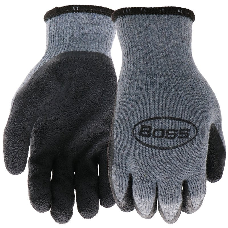 Boss Grip Series B32041-S Coated Gloves, S, Slip-On Cuff, Latex Coating, Polyester, Gray