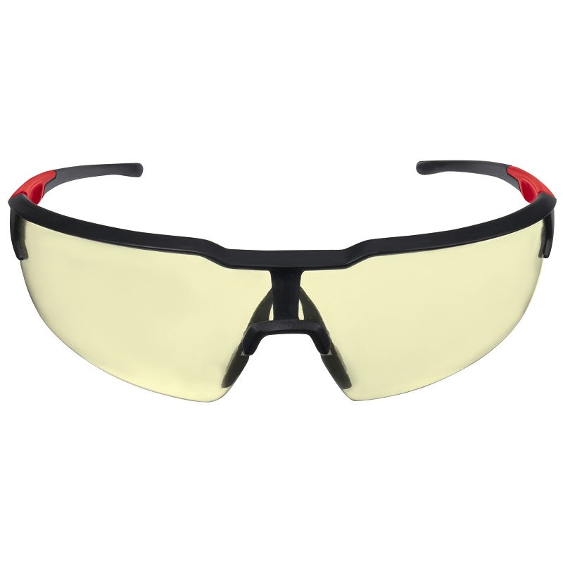 Milwaukee 48-73-2100 Safety Glasses, Yellow Lens, Black/Red Frame, Unisex, Anti-Scratch Lens, Polycarbonate Lens