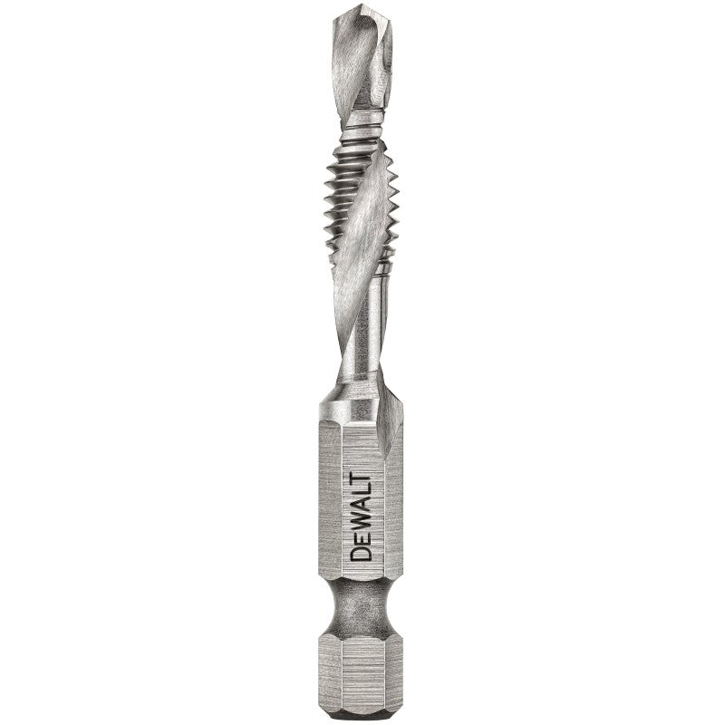 DEWALT IMPACT READY DWADTQTR1420 Tap and Drill Bit, 1/4 in Dia, 3-Flute, Spiral Flute, HSS