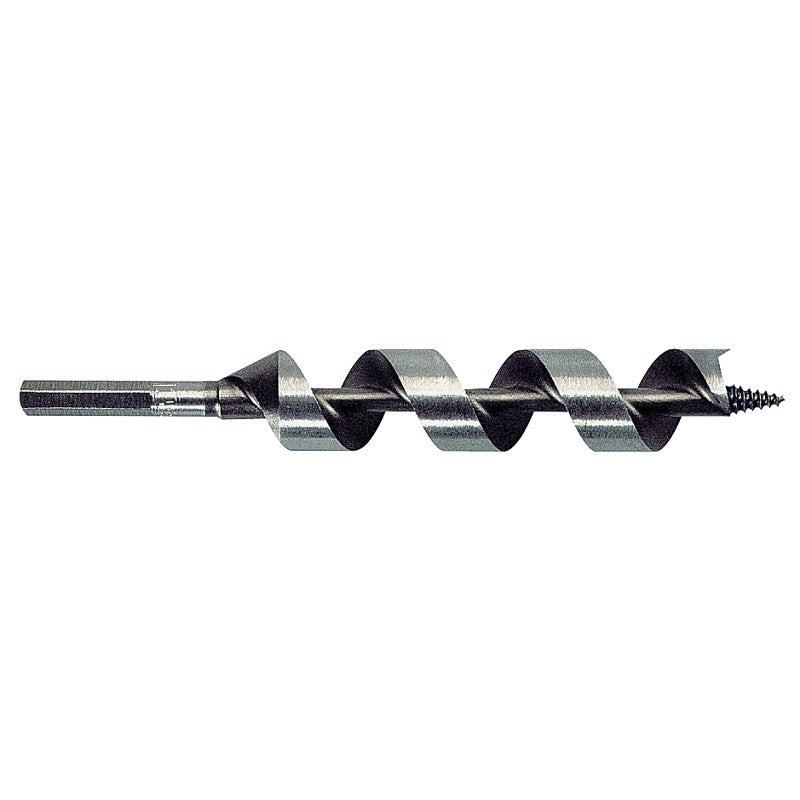 Irwin 49916 Power Drill Auger Bit, 1 in Dia, 7-1/2 in OAL, Solid Center Flute, 1-Flute, 5/16 in Dia Shank, Hex Shank
