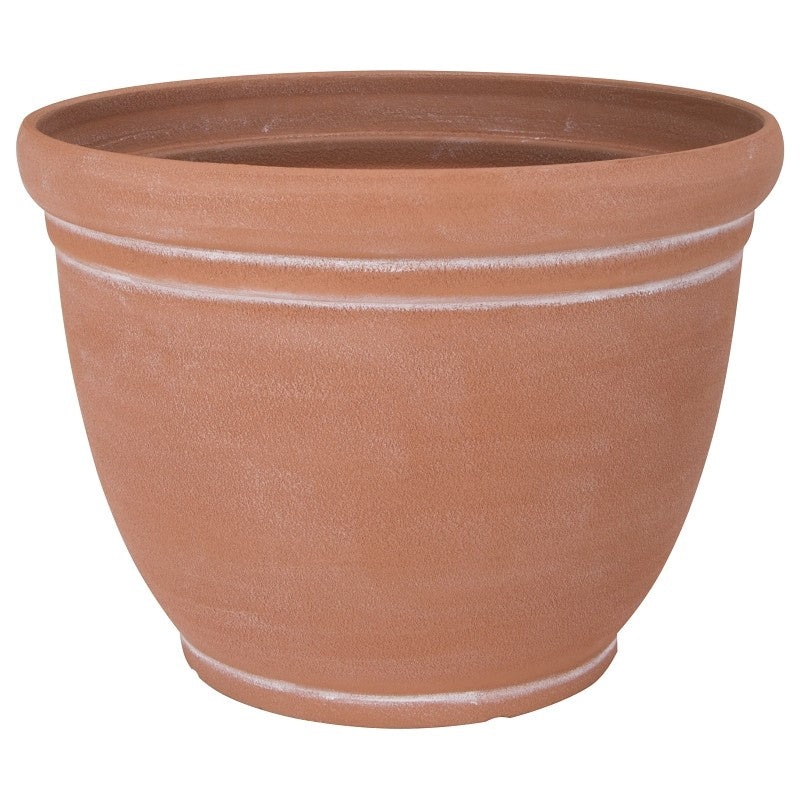 Landscapers Select PT-S059 Planter, 15 in Dia, 11.5 in H, Round, Resin, Terra Cotta, Terra Cotta (Pack of 6)