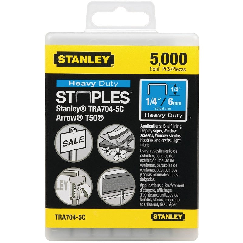 STANLEY TRA704-5C Staple, For: TR100, TR200, TRE500 Series, PHT150, PHT250, Arrow T-50 Staplers, 27/64 in W Crown