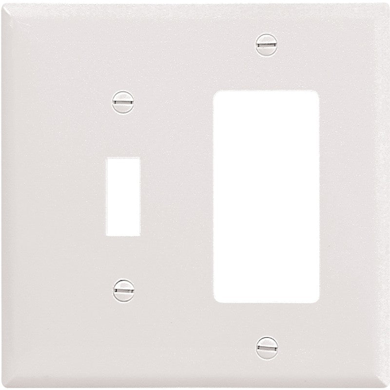 Eaton Wiring Devices 2153W-BOX Combination Wallplate, 4-1/2 in L, 4-9/16 in W, Standard, For: Decorator, Toggle Switch