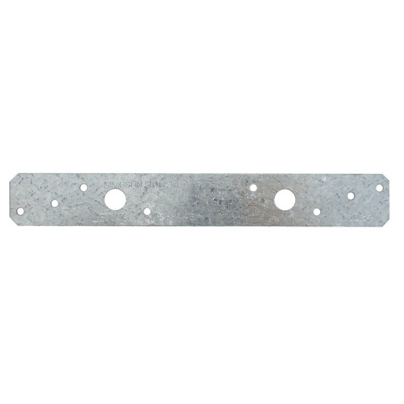 Simpson Strong-Tie LSTA Series LSTA9 Strap Tie, 9 in L x 1-1/4 in W Dimensions, 20 ga, Steel, Galvanized/Zinc, 1/PK (Pack of 50)