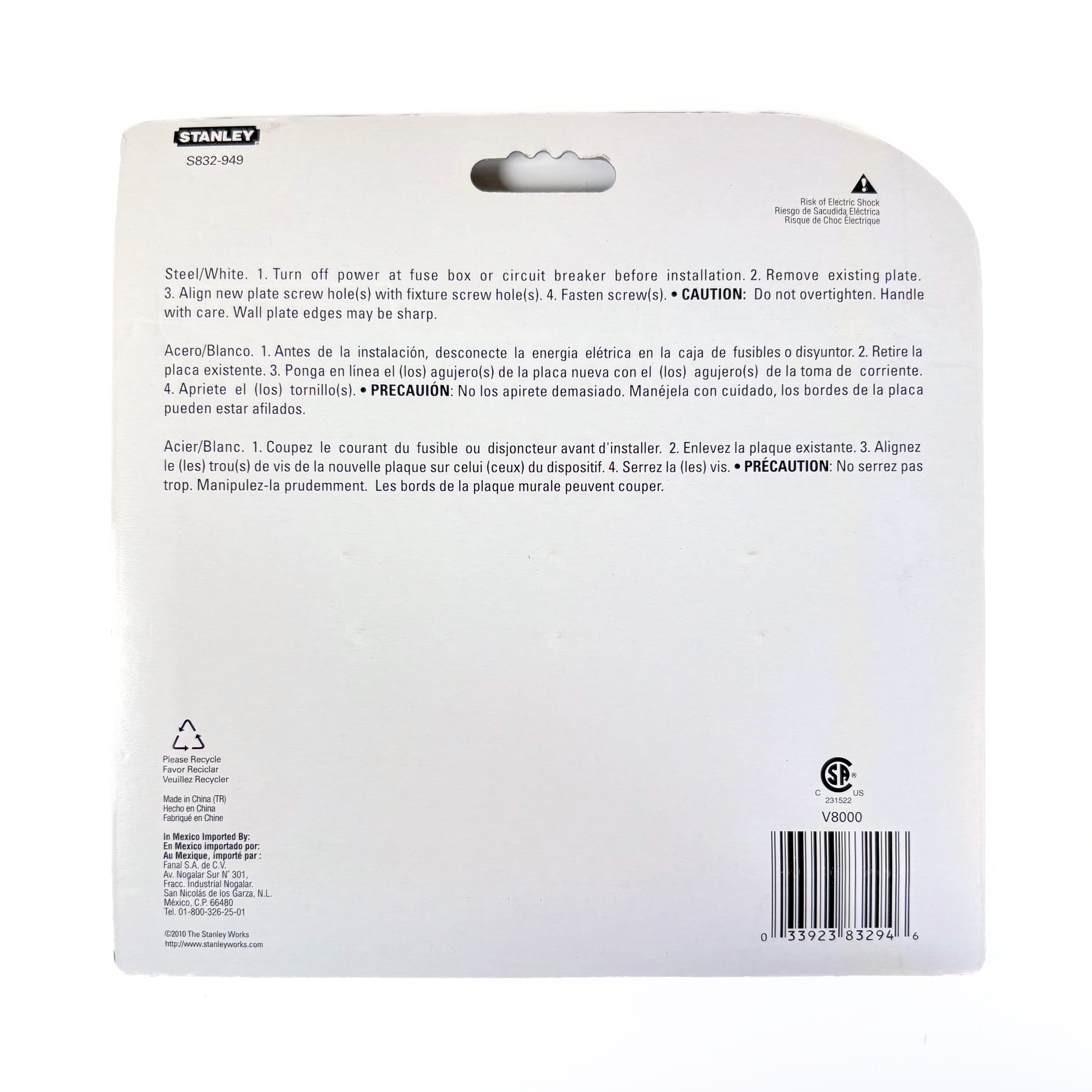 Basic Triple Switch Wall Plate White