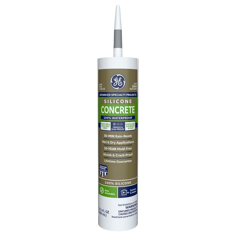 GE Advanced Specialty Silicone 2 2816709 Concrete Silicone, Light Gray, 24 hr Curing, 10.1 fl-oz Cartridge (Pack of 12)