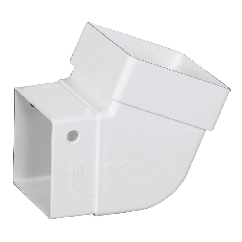 Amerimax T0525HP Gutter Elbow, 3.63 in L x 3.63 in W x 3.88 in H Gutter, Vinyl, White
