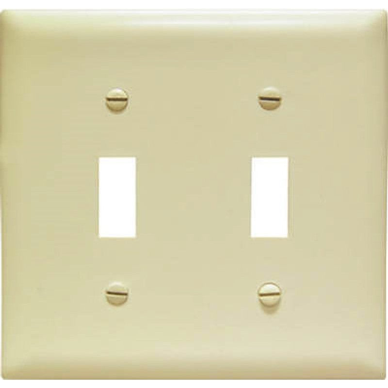 Legrand TradeMaster TPJ Series TPJ2ICC10 Wallplate, 5.0625 in L, 5-1/8 in W, 2-Gang, Plastic, Ivory, Matte