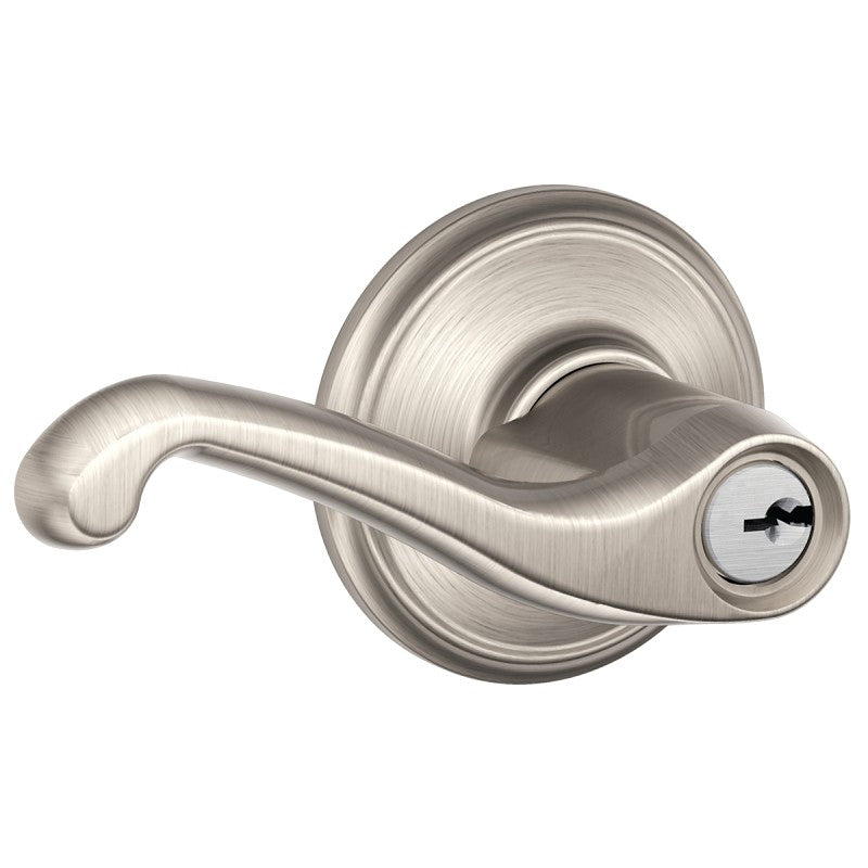 Schlage F Series F51A VFLA619 Entry Lever, Mechanical Lock, Satin Nickel, Metal, Residential, 2 Grade
