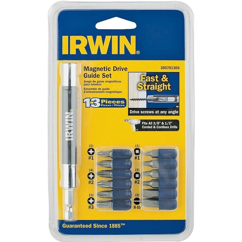Irwin 3057013DS Drive Set, 13-Piece, Magnetic, Alloy Steel