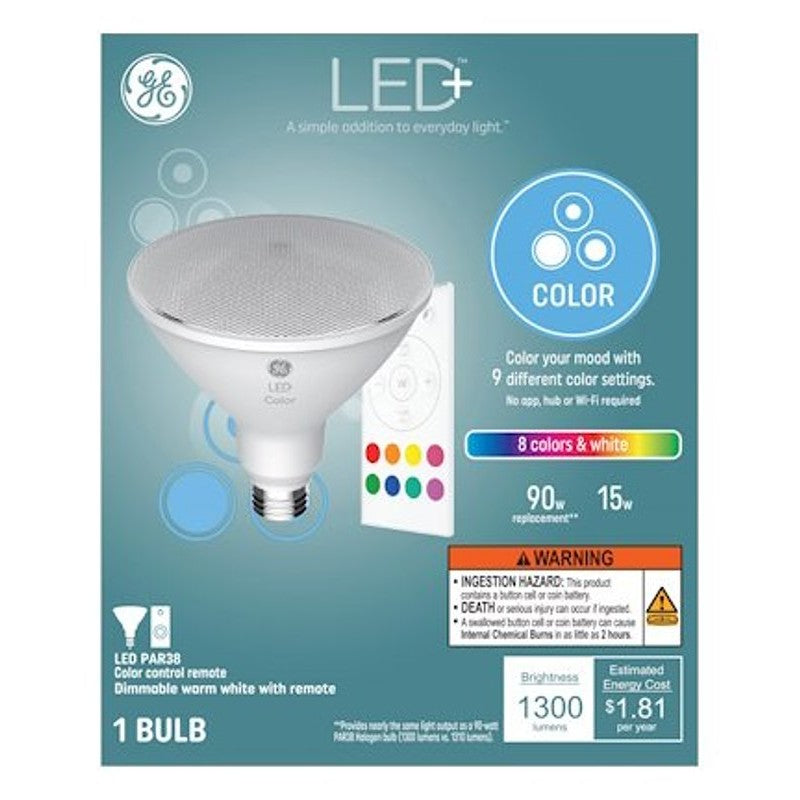 GE 93128353 Flood Light, PAR38 Lamp, 90 W Equivalent, Medium Lamp Base, Full Spectrum Light, 2700 K Color Temp