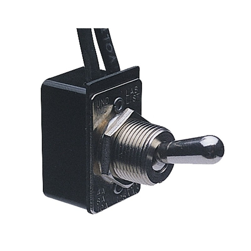 Calterm 41720 Toggle Switch, 75 A, 6/28 VDC, Lead Wire Terminal, Black