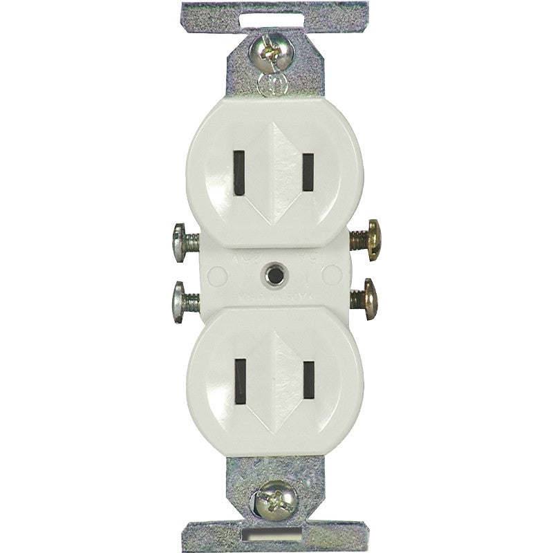 Eaton Wiring Devices 736W-BOX Duplex Receptacle, 2 -Pole, 15 A, 125 V, Side Wiring, NEMA: 1-15R, White