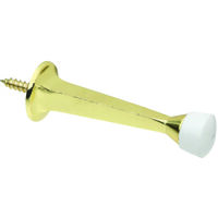 Square Taper Door Stops 3 Inch Bright Brass 2 Pack