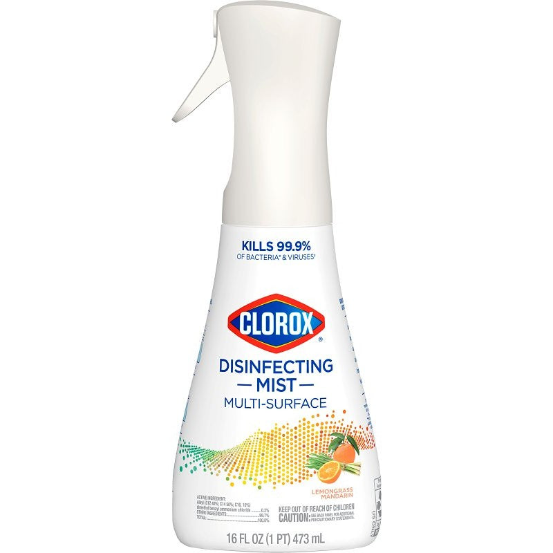 Clorox 60151 Disinfectant Cleaner, 16 oz, Bottle, Liquid, Lemongrass, Mandarin, Clear