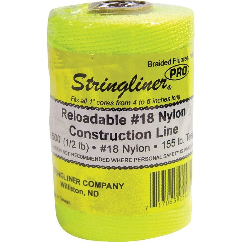 Stringliner Pro Series 35465 Construction Line, #18 Dia, 500 ft L, 165 lb Working Load, Nylon, Fluorescent Yellow
