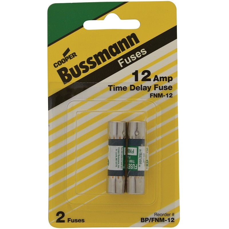 Bussmann BP/FNM-12 Time Delay Fuse, 12 A, 250 V, 10 kA Interrupt, Melamine Body