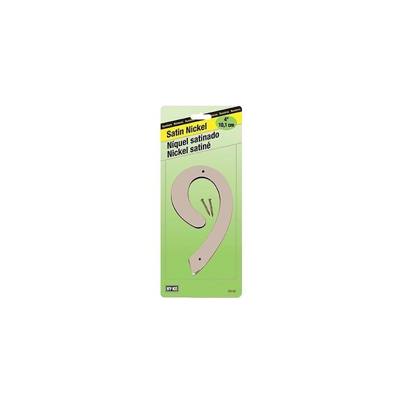 HY-KO SN-40/9 House Number, Character: 9, 4 in H Character, Nickel Character, Zinc (Pack of 10)