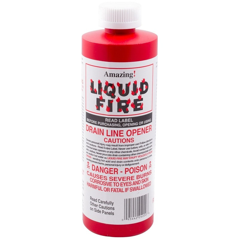 Liquid Fire LF-P-24 Drain Opener, Liquid, Dark Amber, Slight Pungent, 16 oz Bottle (Pack of 24)