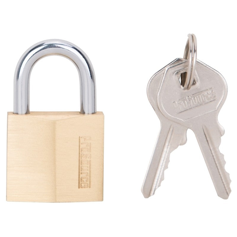 ProSource HD10030-3L Padlock, Standard Shackle, 3/16 in Dia Shackle, 3/4 in H Shackle, Steel Shackle, Brass Body