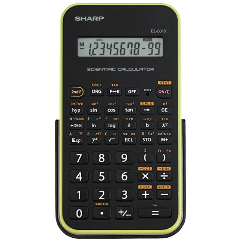 Sharp EL501XBGR Scientific Calculator, Battery, 10 Display, LCD Display, Black/Green