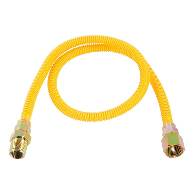 Eastman EZ-10 Series 10YE515036B Gas Connector, 36 in L, 1/2 in, FIP x MIP, Epoxy-Coated, 3/8 in, 304 Stainless Steel