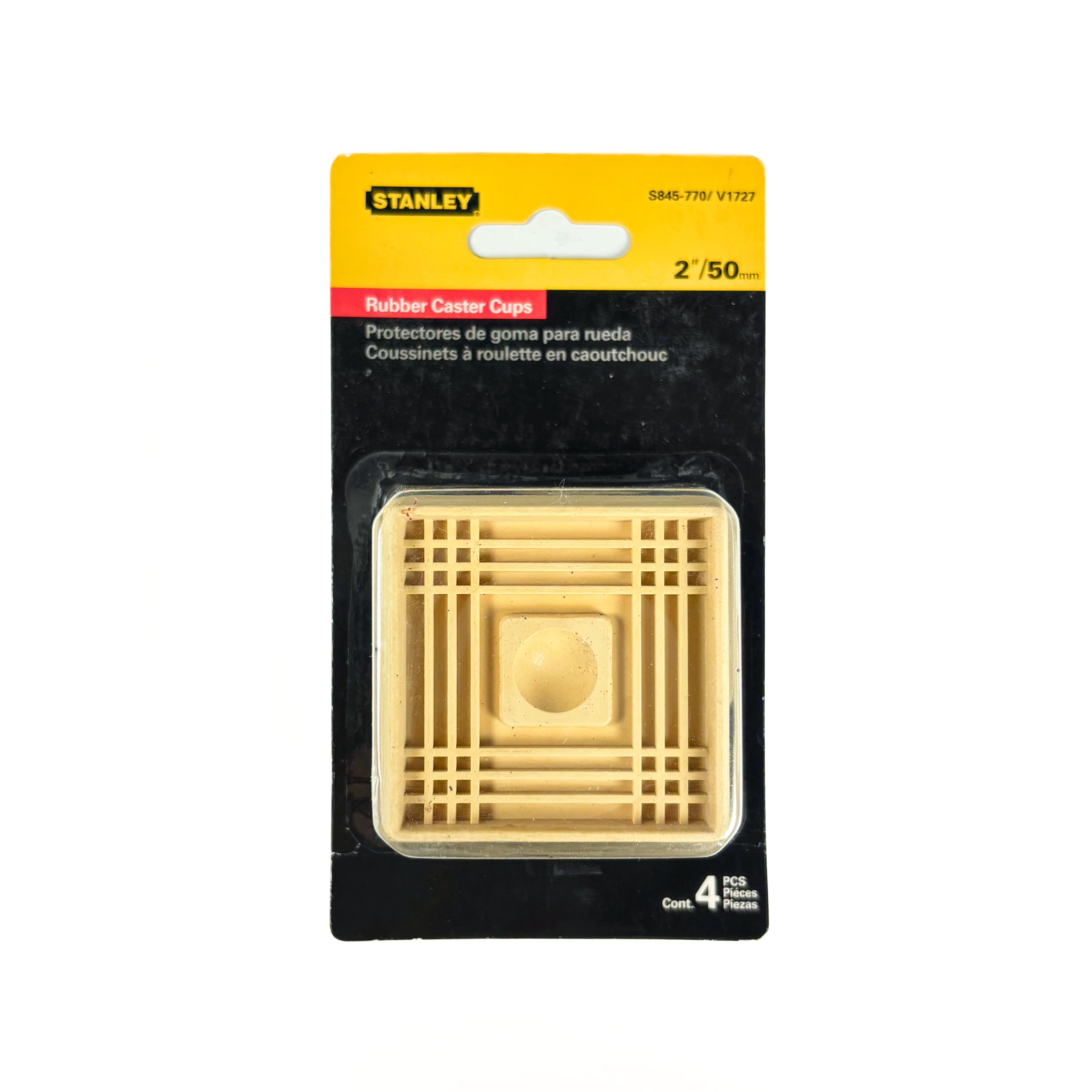 Rubber Grip Caster Cups 2 Inch Square Natural White 4 Pack (POS)