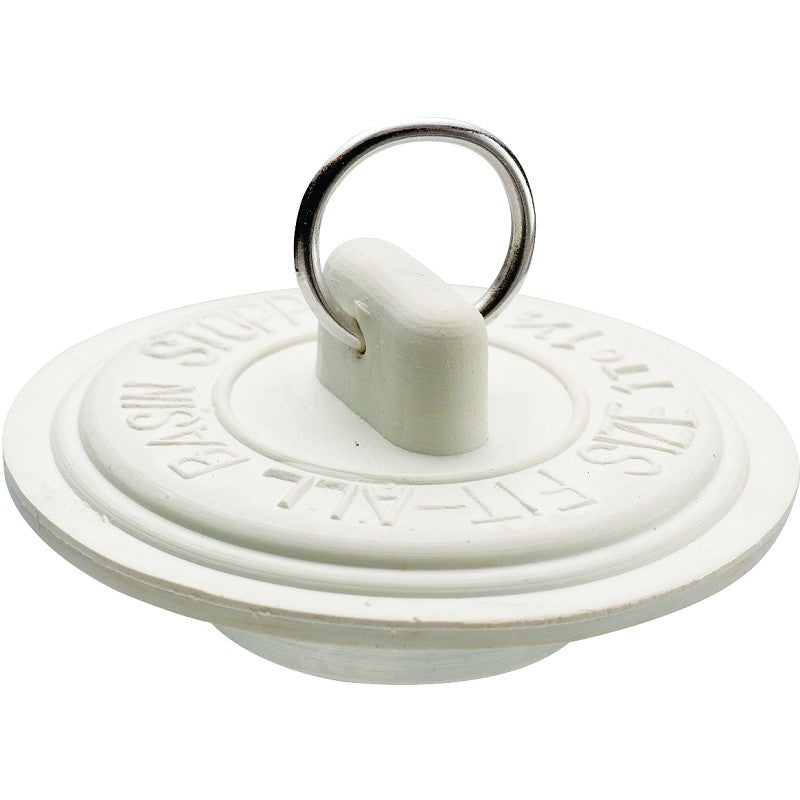 Plumb Pak Duo Fit Series PP22006 Drain Stopper, Rubber, White, For: 1-5/8 to 1-3/4 in Sink