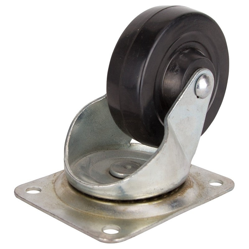 ProSource JC-H08 Heavy-Duty Swivel Caster, 4 in Dia Wheel, 1.3 in W Wheel, Rubber Wheel, Black, 225 lb