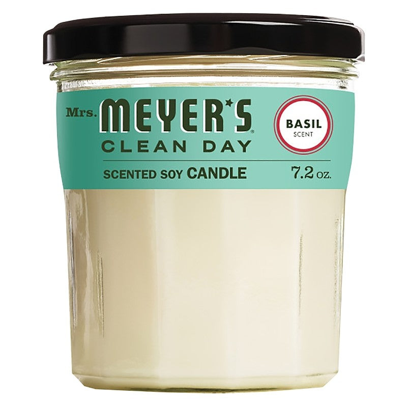 Mrs. Meyer's 44116 Soy Candle, Basil Scent Fragrance, 35 hr Burning, Creamy Candle