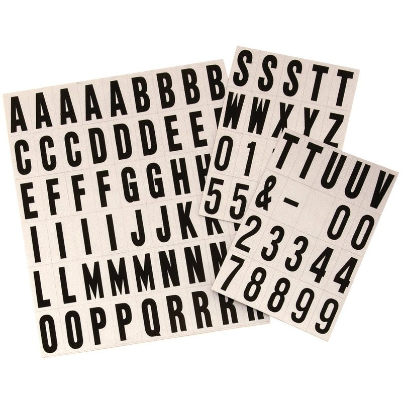 Hy-Ko MM-21 Packaged Number and Letter Set, 3/4 in H Character, Black Character, Silver Background, Vinyl (Pack of 10)