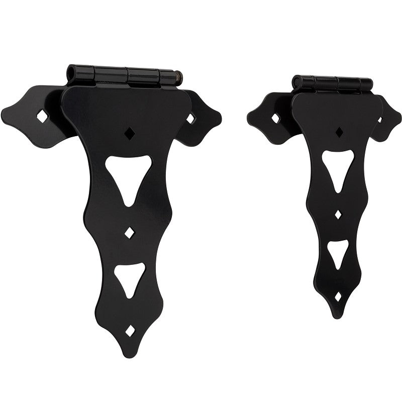 National Hardware Ornamental N109-034 Series T-Hinge, 9-3/8 in Frame Height, 10 in Frame Width, Steel, Black