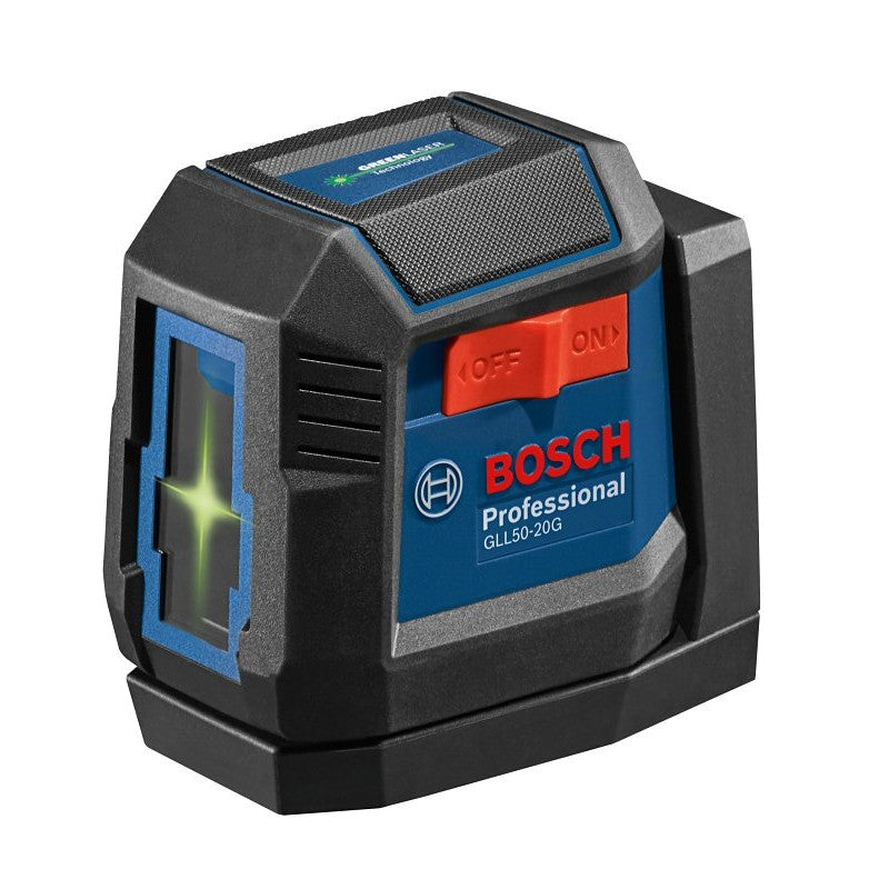Bosch GLL50-20G Cross-Line Laser, 65 ft, 1/4 in Accuracy, 2-Beam, Green Laser