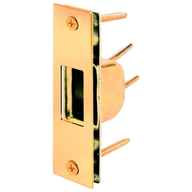 Defender Security U 9539 Deadbolt Strike Plate, 4-7/8 in L, 1-1/4 in W, Steel, Brass