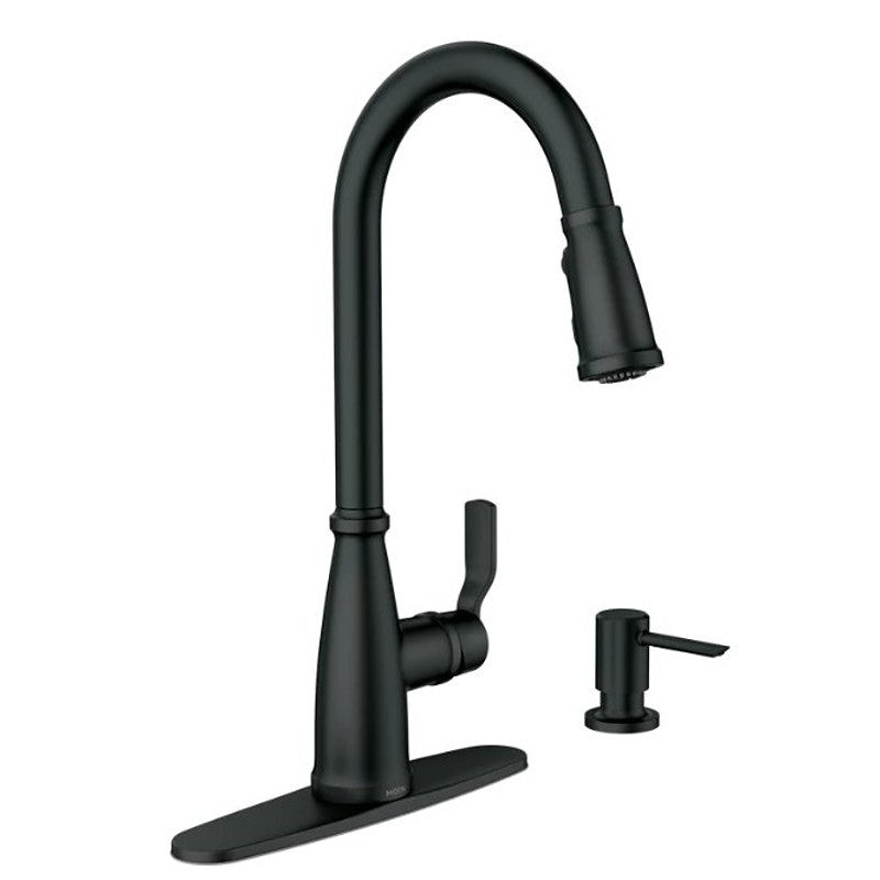 Moen Nolia 87071 Series 87071BL Pull-Down Kitchen Faucet, 1.5 gpm, 1-Handle, 1, 2, 3, 4-Faucet Hole, Metal