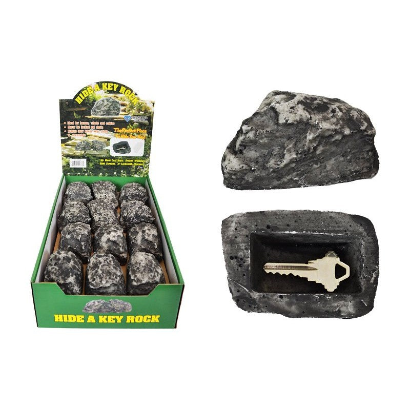 Diamond Visions 01-0766 Hide a Key Rock, Plastic/Resin, Black/Gray, 2-5/8 in W, 3-5/8 in H, 1-3/8 in D (Pack of 24)