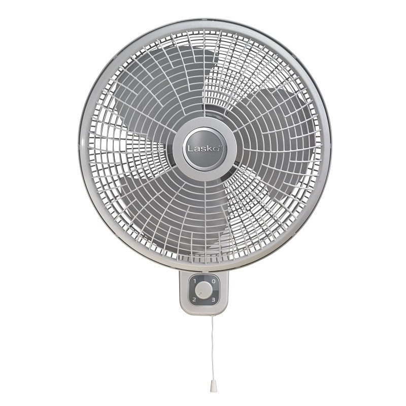 Lasko M16900 Oscillating Wall Mount Fan, 120 V, 16 in Dia Blade, 3-Blade, 3-Speed, Gray/White