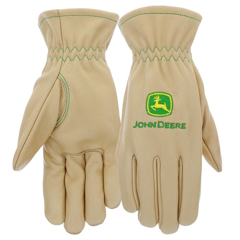 John Deere JD84014-WML Work Gloves, Women's, M/L, 3-7/8 in L, Slip-On Cuff, Cow Grain Leather, Beige