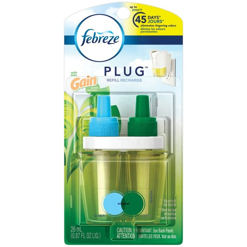 febreze PLUG 74903 Scented Air Freshener, 0.87 oz, Gain Original, 50 days-Day Freshness (Pack of 8)