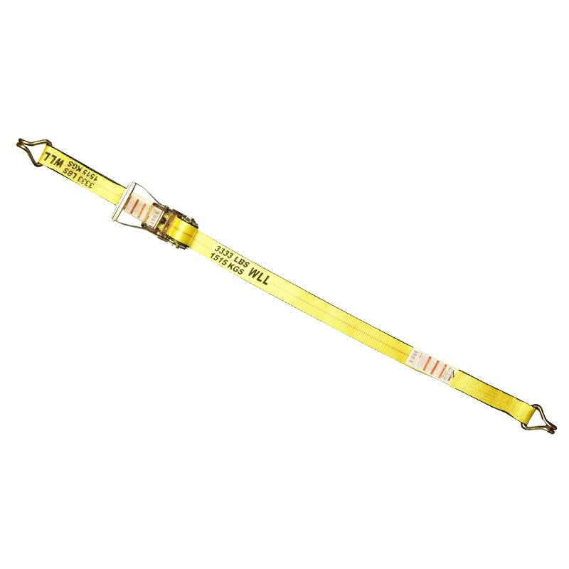 Ancra 556-WHK Tie-Down, 2 in W, 27 ft L, Aluminum/Polyester/Steel, 3333 lb Working Load, J-Hook End (Pack of 9)
