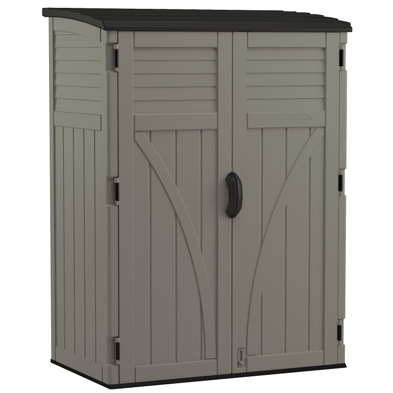 Suncast BMS5700SB Series Vertical Shed, 54 cu-ft Capacity, 4 ft 5 in W, 2 ft 8-1/2 in D, 5 ft 11-1/2 in H, Resin, Stoney